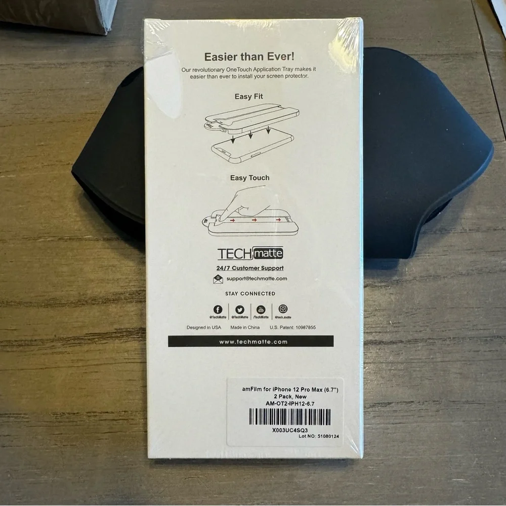 Tempered glass screen protector for iPhone 12 Pro Max.